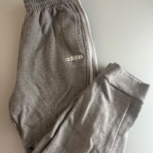 Adidas Men's Gray Sweatpants with White Stripes